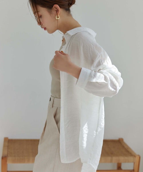 Edit Sheen(エディットシーン)の「バックボタンシアーシャツ(シャツ/ブラウス・レディース・ブルー/ホワイト/ベージュ・M)」の14枚目の写真