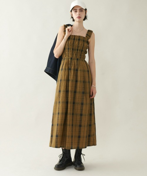 Unitage(ユニテージ)の「シャーリングワンピ―ス(ワンピース・レディース・レンガ/ブラック/カーキ・FREE)」の8枚目の写真