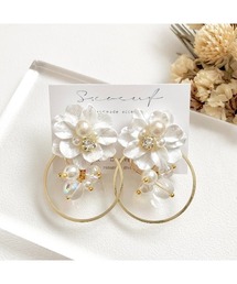 tone（トーン）の「【S.coeuf】4wayピアス　コットンパールフラワー×しゃぼん玉とリング(MA)（ピアス（両耳用））」