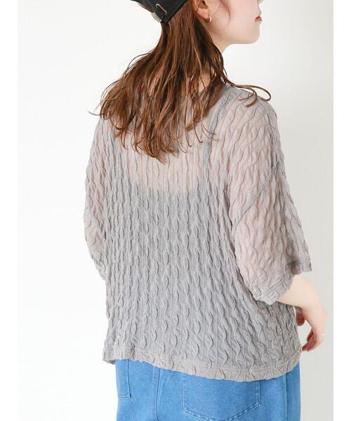 ehka sopo（エヘカソポ）の「波シアーショート丈カットソー（Tシャツ/カットソー・レディース・ピンク/ブラック/グレー/キナリ・F）」の4枚目の写真