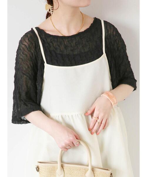 ehka sopo（エヘカソポ）の「波シアーショート丈カットソー（Tシャツ/カットソー・レディース・ピンク/ブラック/グレー/キナリ・F）」の3枚目の写真