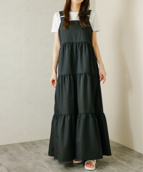 Per sist ence(パーシエンス)の「Per sist ence/パーシエンス ナイロンティアードワンピース(ワンピース・レディース・ブラック/チャコールグレー/カーキ・FREE)」の12枚目の写真