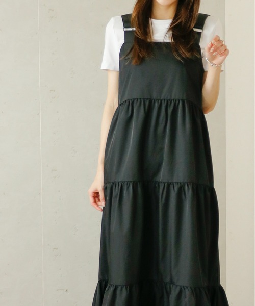 Per sist ence(パーシエンス)の「Per sist ence/パーシエンス ナイロンティアードワンピース(ワンピース・レディース・ブラック/チャコールグレー/カーキ・FREE)」の13枚目の写真