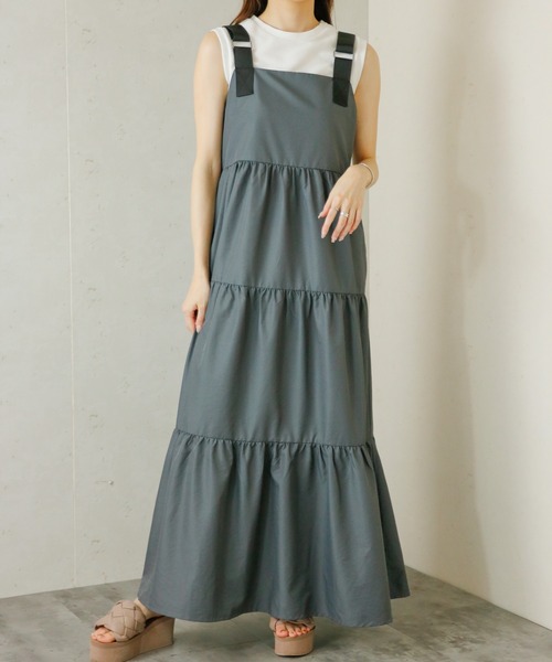 Per sist ence(パーシエンス)の「Per sist ence/パーシエンス ナイロンティアードワンピース(ワンピース・レディース・ブラック/チャコールグレー/カーキ・FREE)」の19枚目の写真