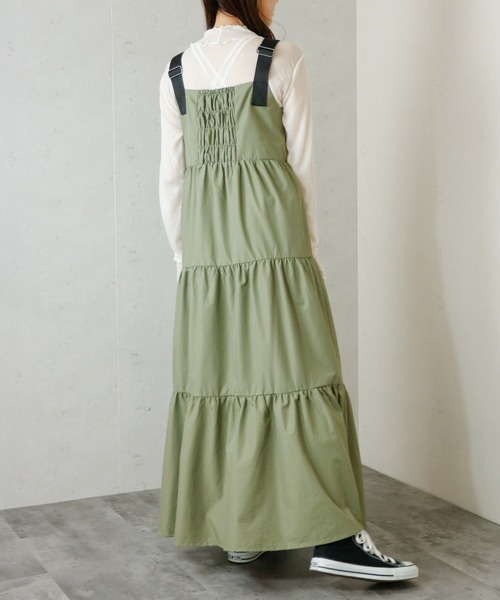 Per sist ence(パーシエンス)の「Per sist ence/パーシエンス ナイロンティアードワンピース(ワンピース・レディース・ブラック/チャコールグレー/カーキ・FREE)」の4枚目の写真