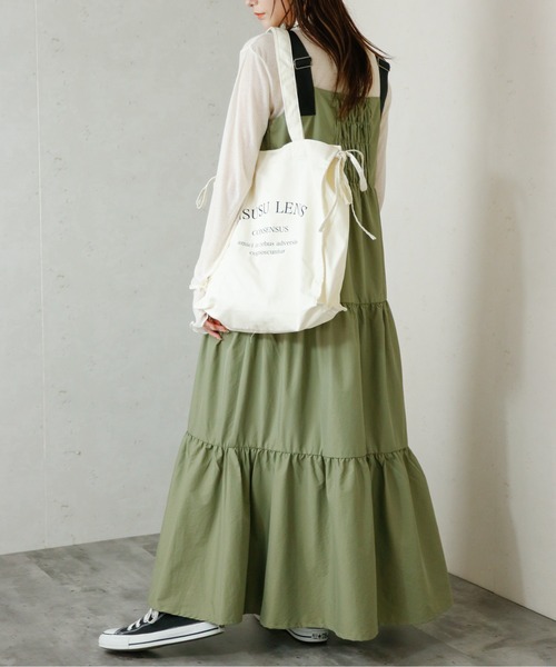 Per sist ence(パーシエンス)の「Per sist ence/パーシエンス ナイロンティアードワンピース(ワンピース・レディース・ブラック/チャコールグレー/カーキ・FREE)」の7枚目の写真