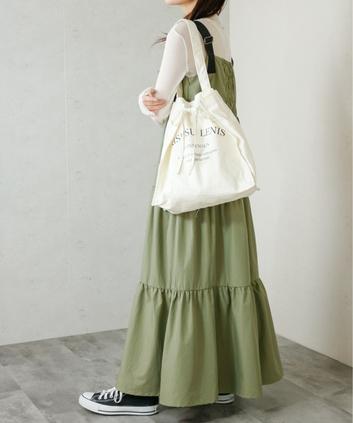 Per sist ence(パーシエンス)の「Per sist ence/パーシエンス ナイロンティアードワンピース(ワンピース・レディース・ブラック/チャコールグレー/カーキ・FREE)」の9枚目の写真