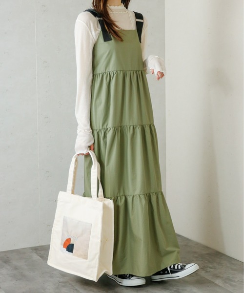 Per sist ence(パーシエンス)の「Per sist ence/パーシエンス ナイロンティアードワンピース(ワンピース・レディース・ブラック/チャコールグレー/カーキ・FREE)」の10枚目の写真