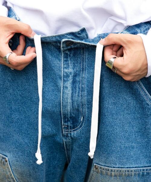 WEGO（ウィゴー）の「WEGO/ダブルニー ワイドペインターパンツ（デニムパンツ・メンズ・インディゴブルー・LARGE/MEDIUM）」の20枚目の写真