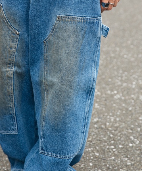 WEGO（ウィゴー）の「WEGO/ダブルニー ワイドペインターパンツ（デニムパンツ・メンズ・インディゴブルー・LARGE/MEDIUM）」の7枚目の写真