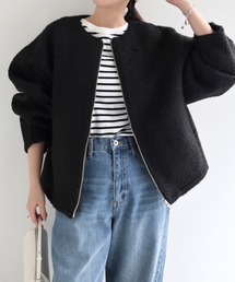 andme（アンドミー）の「圧縮ブークレノーカラーブルゾン（ブルゾン）」