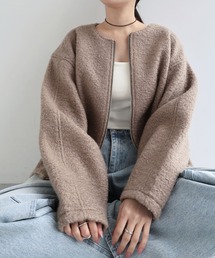 andme（アンドミー）の「圧縮ブークレノーカラーブルゾン（ブルゾン）」