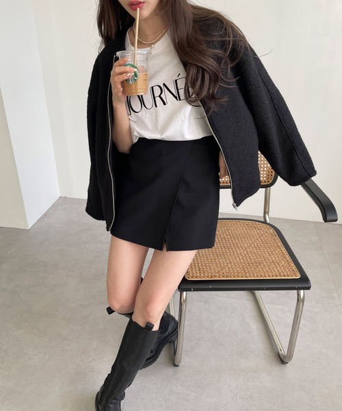 andme(アンドミー)の「圧縮ブークレノーカラーブルゾン(ブルゾン・レディース・アイボリー/ブラック/モカ・M)」の20枚目の写真