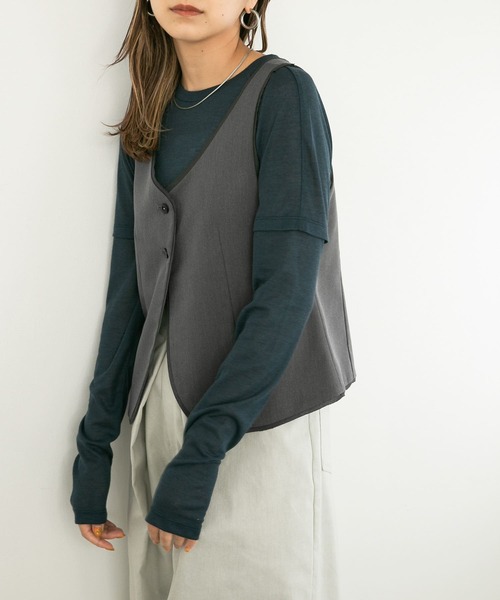 KBF(ケイビーエフ)の「カットオフデザインベスト(ベスト・レディース・チャコールグレー/グリーン系その他・ONE)」の13枚目の写真