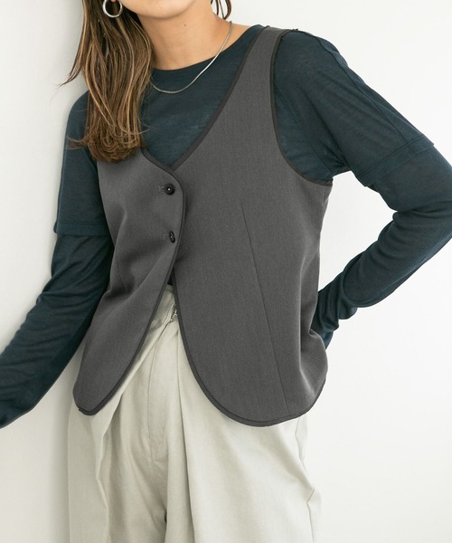 KBF(ケイビーエフ)の「カットオフデザインベスト(ベスト・レディース・チャコールグレー/グリーン系その他・ONE)」の14枚目の写真