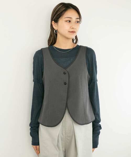 KBF(ケイビーエフ)の「カットオフデザインベスト(ベスト・レディース・チャコールグレー/グリーン系その他・ONE)」の21枚目の写真