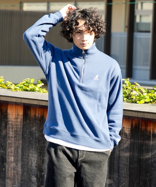 【KANGOL/カンゴール】ビッグシルエット ワンポイントロゴ刺繍 裏起毛 ハーフジップスウェット トレーナー フロントジップ（スウェット）｜KANGOL（カンゴール） 5,082円