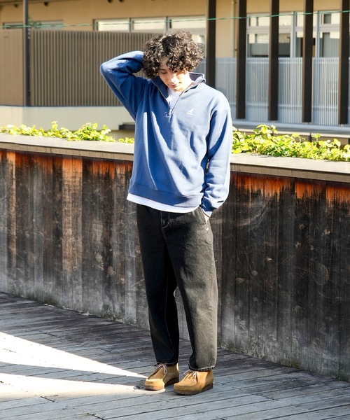 KANGOL(カンゴール)の「【KANGOL/カンゴール】ビッグシルエット ワンポイントロゴ刺繍 裏起毛 ハーフジップスウェット トレーナー フロントジップ(スウェット・メンズ・ブルー/グレー/ホワイト/ダークグリーン・MEDIUM/LARGE/X-LARGE)」の22枚目の写真