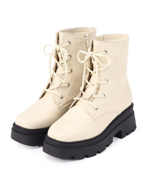 SHOO・LA・RUE（シューラルー）の「◆レースアップブーツ（ブーツ・レディース・ブラック/アイボリー・35/45）」の4枚目の写真