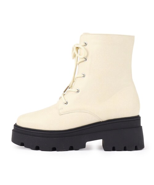 SHOO・LA・RUE（シューラルー）の「◆レースアップブーツ（ブーツ・レディース・ブラック/アイボリー・35/45）」の5枚目の写真