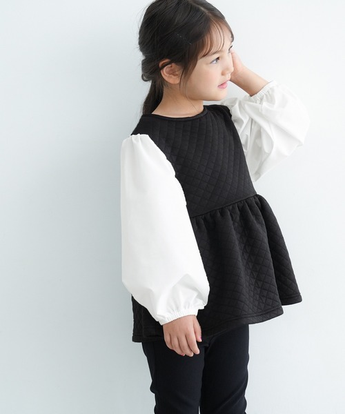 coca（coca）（コカ）の「キッズ キルティングベストドッキングブラウス（シャツ/ブラウス・キッズ・ライトベージュ/ブラック・110/120/130/140）」の5枚目の写真