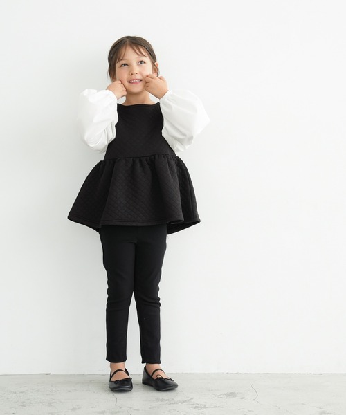 coca（coca）（コカ）の「キッズ キルティングベストドッキングブラウス（シャツ/ブラウス・キッズ・ライトベージュ/ブラック・110/120/130/140）」の7枚目の写真