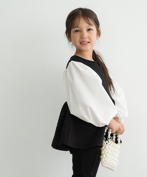 coca（coca）（コカ）の「キッズ キルティングベストドッキングブラウス（シャツ/ブラウス・キッズ・ライトベージュ/ブラック・110/120/130/140）」の8枚目の写真