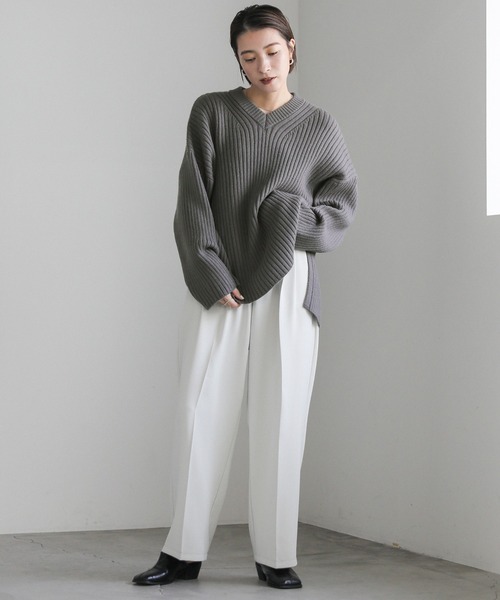 セール】ワイドリブルーズVネックニット（ニット/セーター）｜select