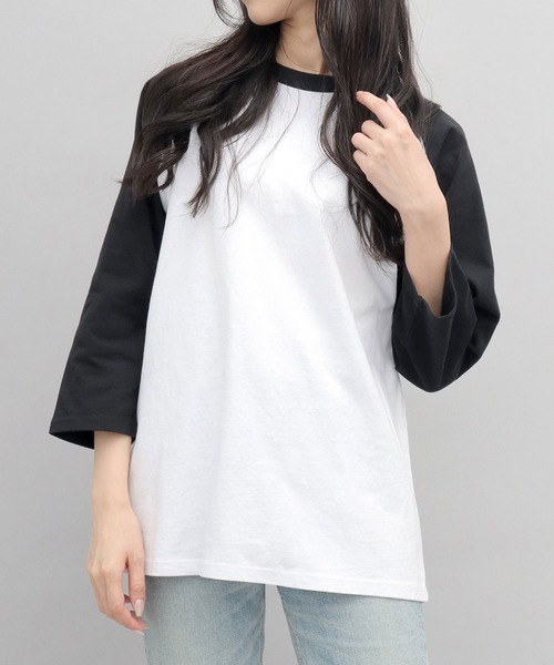 Goodwear（グッドウェア）の「＜A.M.S.別注＞ USAコットン ラグラン 七分袖 ロングスリーブ Tシャツ ルーズシルエット（Tシャツ/カットソー・メンズ・ホワイト系その他4/ホワイト系その他3/グレー系その他/グレー系その他2/ホワイト系その他2/ホワイト系その他・L/XL/M）」の7枚目の写真