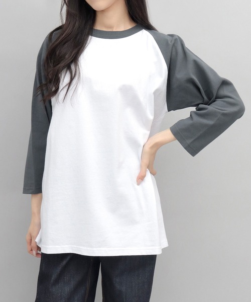 Goodwear（グッドウェア）の「＜A.M.S.別注＞ USAコットン ラグラン 七分袖 ロングスリーブ Tシャツ ルーズシルエット（Tシャツ/カットソー・メンズ・ホワイト系その他4/ホワイト系その他3/グレー系その他/グレー系その他2/ホワイト系その他2/ホワイト系その他・L/XL/M）」の9枚目の写真