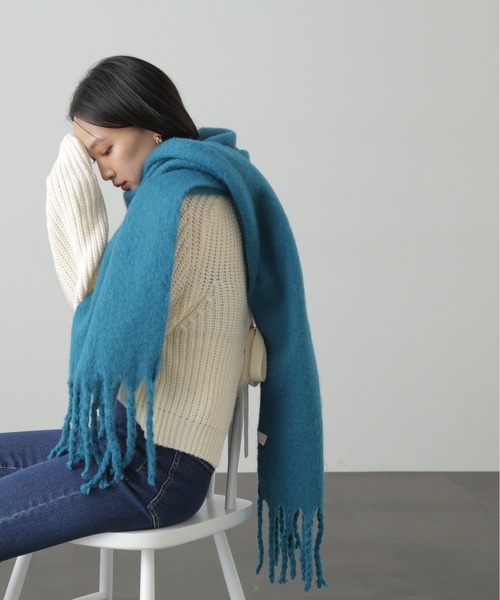 FREE'S MART（フリーズマート）の「◆無地ブークレストール（ストール/ショール・レディース・イエロー/ブルー/ホワイト/ダークグレー・ﾌﾘ-/FREE）」の3枚目の写真