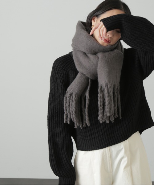 FREE'S MART（フリーズマート）の「◆無地ブークレストール（ストール/ショール・レディース・イエロー/ブルー/ホワイト/ダークグレー・ﾌﾘ-/FREE）」の8枚目の写真