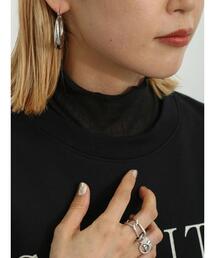 Samansa Mos2 blue | シアーリブハイネックロンT(Tシャツ/カットソー)