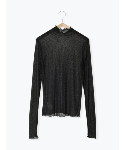 Samansa Mos2 blue（サマンサモスモスブルー）の「シアーリブハイネックロンT（Tシャツ/カットソー・レディース・ブラック/キナリ/キャメル/ブルー・F）」の21枚目の写真