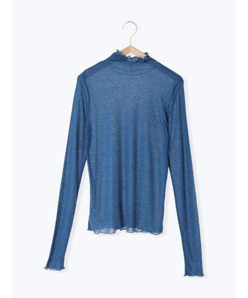 Samansa Mos2 blue（サマンサモスモスブルー）の「シアーリブハイネックロンT（Tシャツ/カットソー・レディース・ブラック/キナリ/キャメル/ブルー・F）」の19枚目の写真