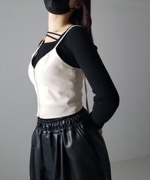 トップス leather bisuche アンダー ザ スターズ レザー ビスチェ トップ - Cider