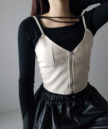 トップス leather bisuche アンダー ザ スターズ レザー ビスチェ トップ - Cider