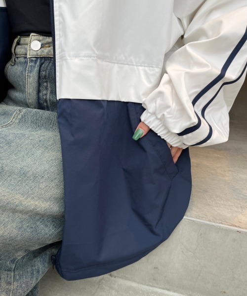 nemne store(ネンネストア)の「【低身長サイズあり】配色刺繍トラックジップブルゾン(ブルゾン・レディース・ネイビー/アイボリー/ピンク・SMALL/MEDIUM)」の7枚目の写真