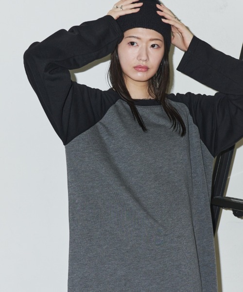 Auntie Rosa Holiday（アンティローザホリデー）の「ラグランスウェットワンピース（ワンピース・レディース・ナチュラル/チャコールグレー・FREE）」の7枚目の写真