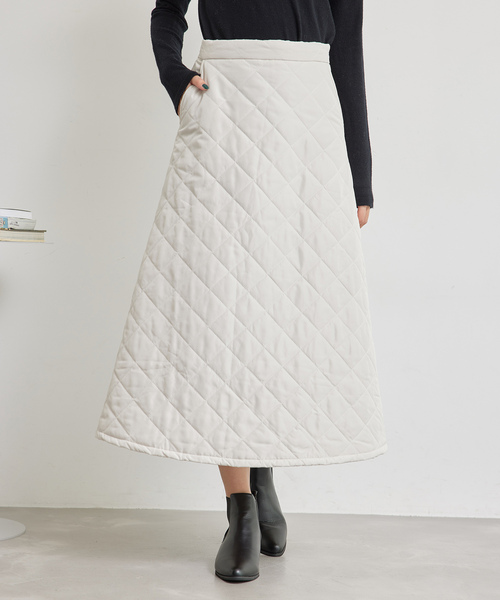 Jayro（ジャイロ）の「キルテイング中綿SK（スカート・レディース・カーキ/キャメル/ベージュ・M）」の2枚目の写真