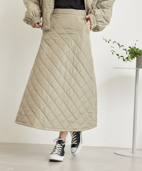 Jayro（ジャイロ）の「キルテイング中綿SK（スカート・レディース・カーキ/キャメル/ベージュ・M）」の3枚目の写真