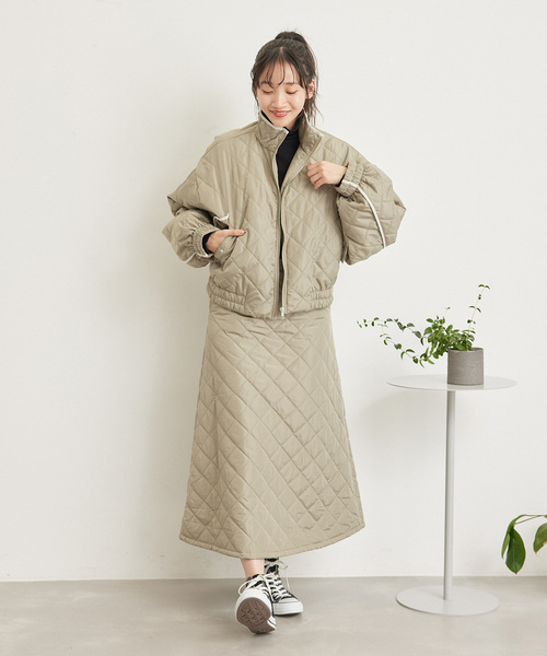 Jayro（ジャイロ）の「キルテイング中綿SK（スカート・レディース・カーキ/キャメル/ベージュ・M）」の4枚目の写真