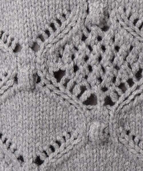 OPAQUE.CLIP（オペークドットクリップ）の「◆≪M-LLsize≫ ぽこぽこスカシ編み柄タートルニット【洗濯機洗い可】（ニット/セーター・レディース・サックスブルー/グレー/オフホワイト・38/42/40）」の14枚目の写真