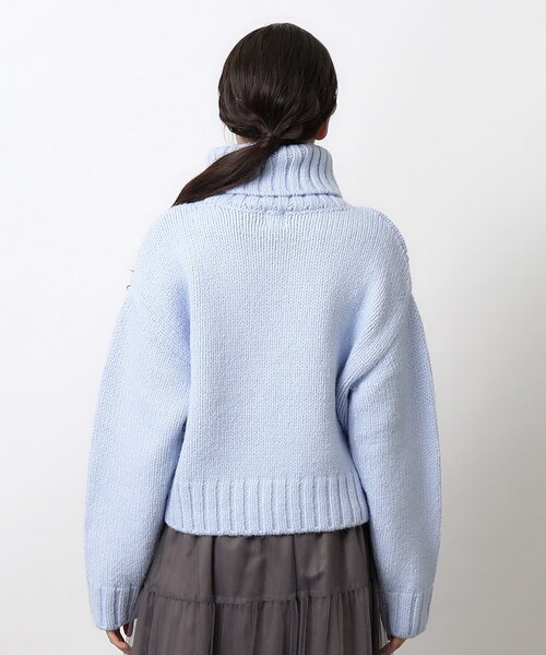 OPAQUE.CLIP（オペークドットクリップ）の「◆≪M-LLsize≫ ぽこぽこスカシ編み柄タートルニット【洗濯機洗い可】（ニット/セーター・レディース・サックスブルー/グレー/オフホワイト・38/42/40）」の20枚目の写真