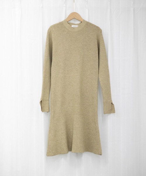 Miniministore（ミニミニストア）の「ニットワンピース ミニ丈 裾フレアワンピ（ワンピース・レディース・ベージュ/ブラック/ブラウン・フリー）」の14枚目の写真