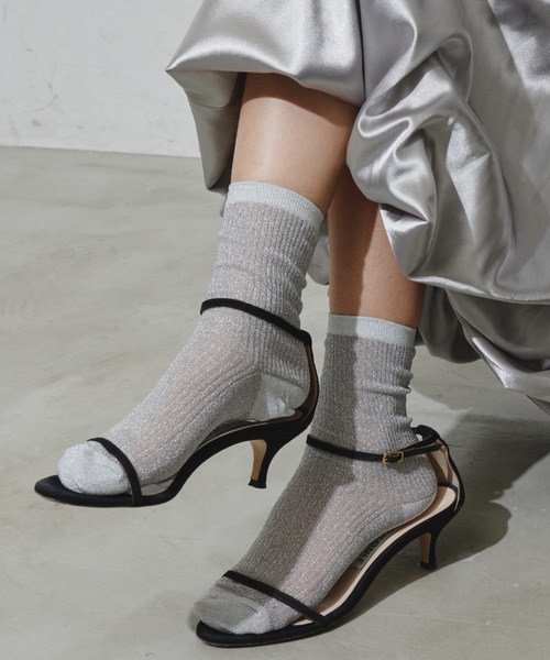 Aunt Marie's（アントマリーズ）の「シアーラメカラーリブソックス（ソックス/靴下・レディース・ブラック/シルバー/ピンク/ホワイト/ゴールド・FREE）」の18枚目の写真