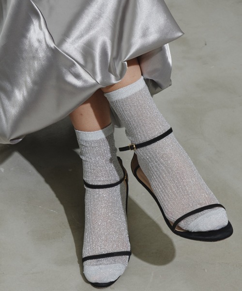 Aunt Marie's（アントマリーズ）の「シアーラメカラーリブソックス（ソックス/靴下・レディース・ブラック/シルバー/ピンク/ホワイト/ゴールド・FREE）」の17枚目の写真