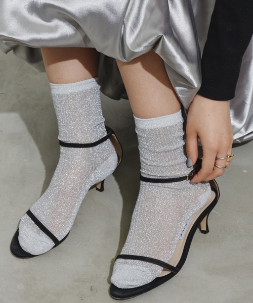 Aunt Marie's（アントマリーズ）の「シアーラメカラーリブソックス（ソックス/靴下・レディース・ブラック/シルバー/ピンク/ホワイト/ゴールド・FREE）」の19枚目の写真