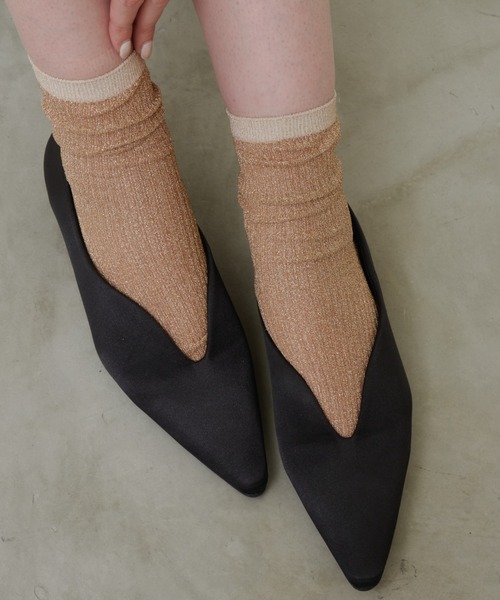 Aunt Marie's（アントマリーズ）の「シアーラメカラーリブソックス（ソックス/靴下・レディース・ブラック/シルバー/ピンク/ホワイト/ゴールド・FREE）」の22枚目の写真