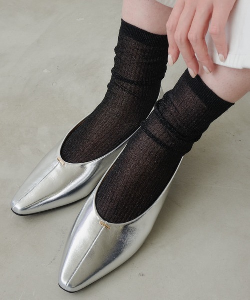 Aunt Marie's（アントマリーズ）の「シアーラメカラーリブソックス（ソックス/靴下・レディース・ブラック/シルバー/ピンク/ホワイト/ゴールド・FREE）」の11枚目の写真